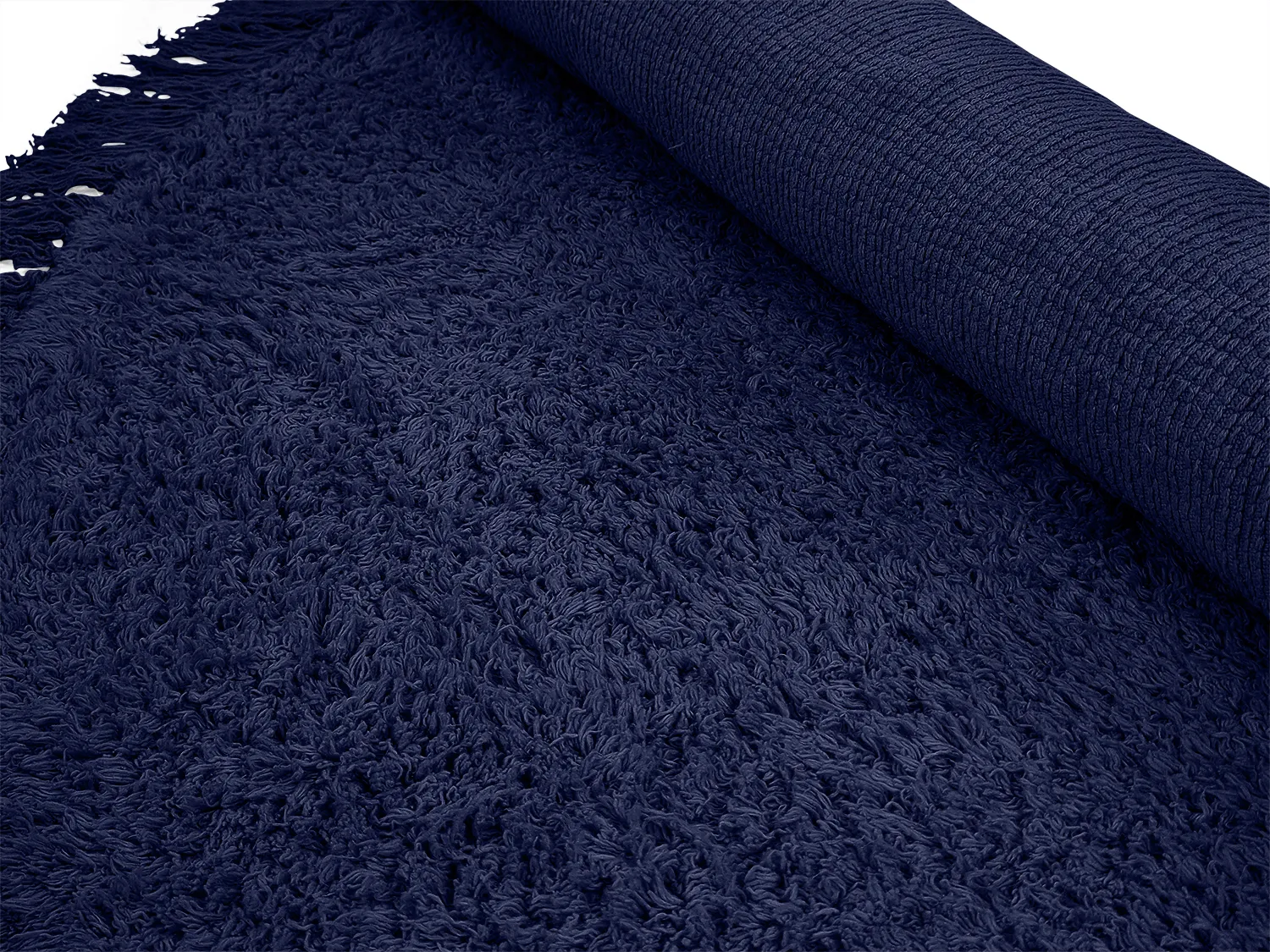 Ronde vloerkleden - Alba Natural Cotton Shaggy (donkerblauw)