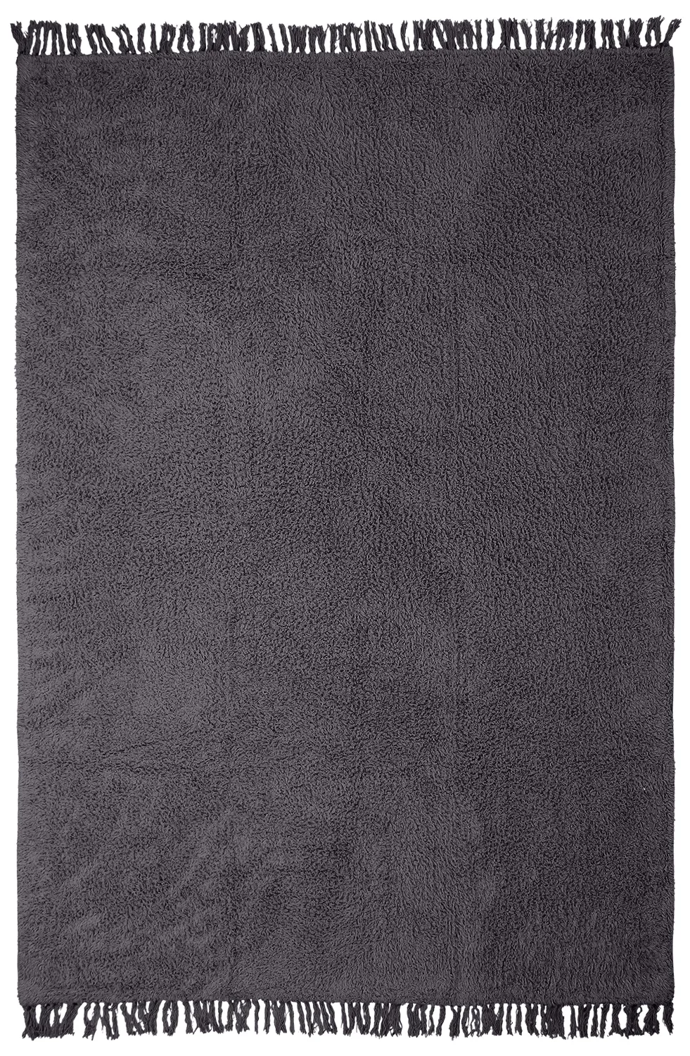 Hoogpolig vloerkleed - Alba Natural Cotton Shaggy (zwart)