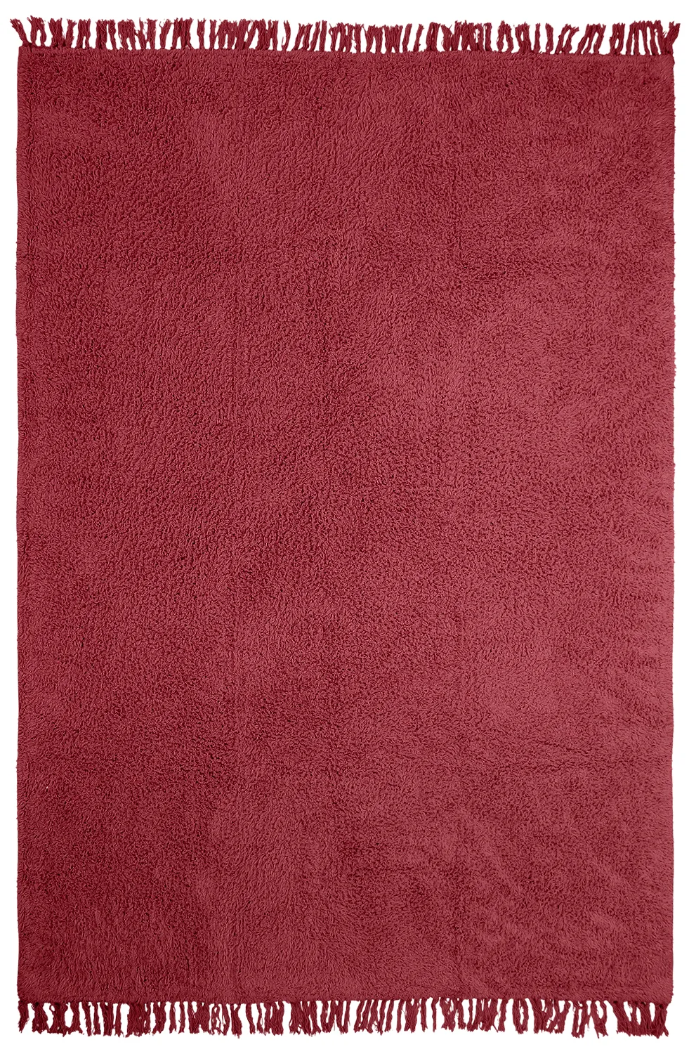 Hoogpolig vloerkleed - Alba Natural Cotton Shaggy (bordeaux)