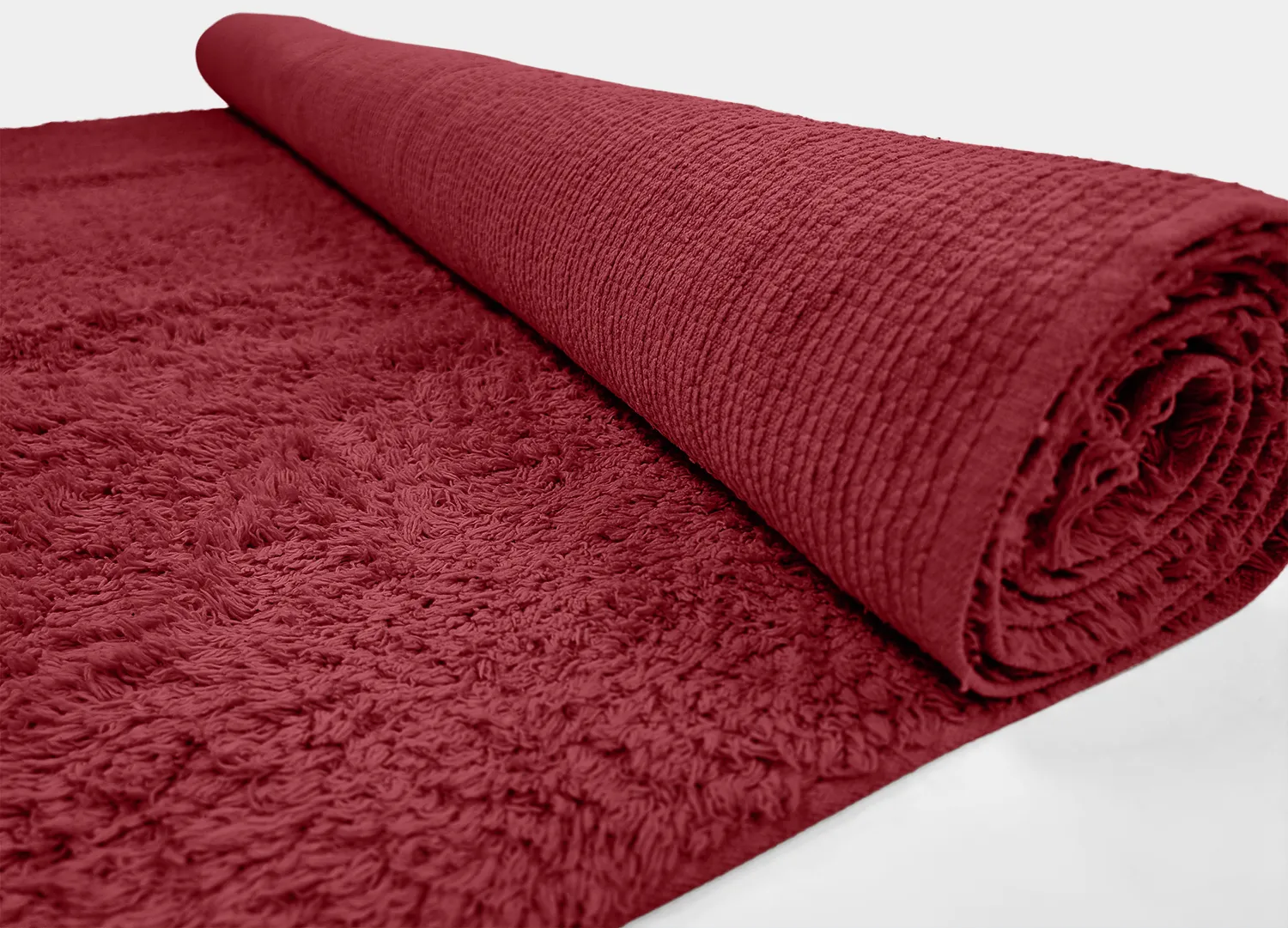 Hoogpolig vloerkleed - Alba Natural Cotton Shaggy (bordeaux)