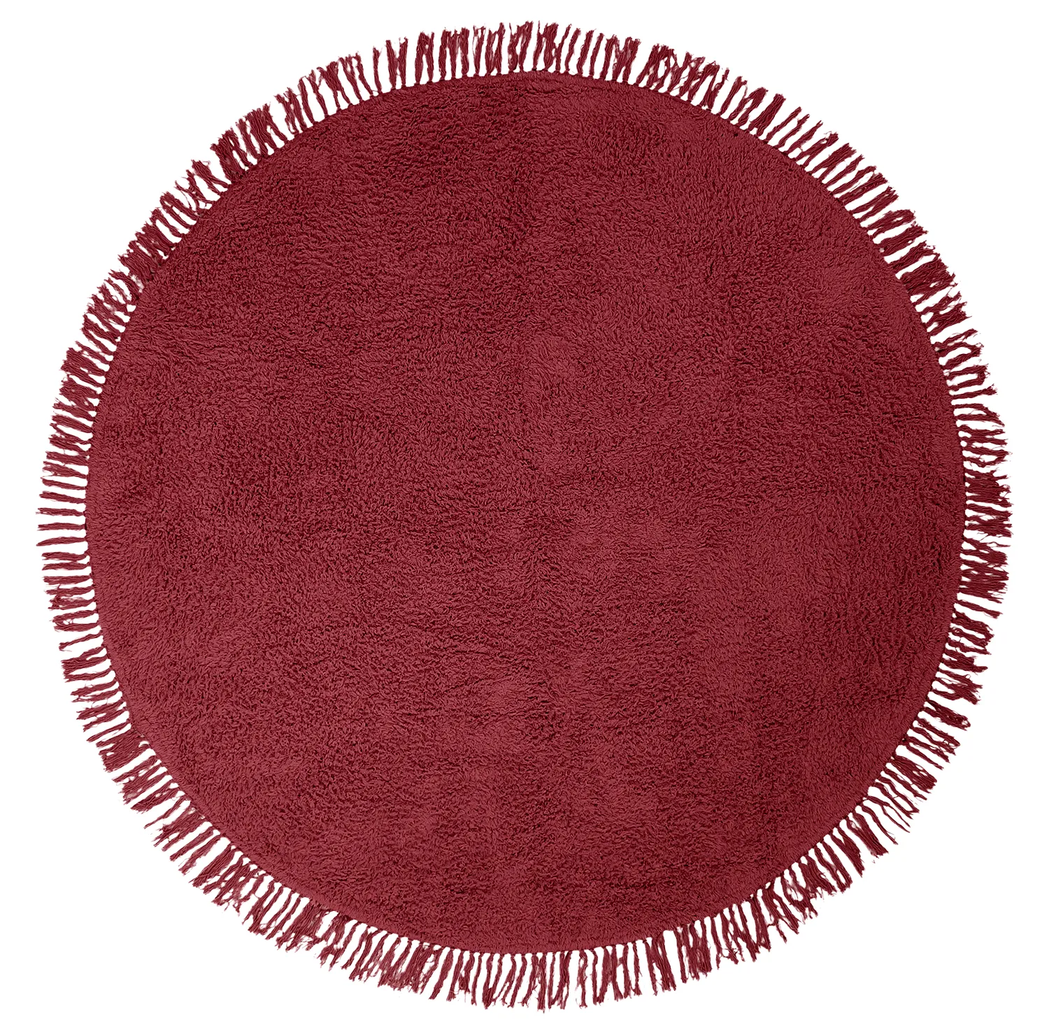 Ronde vloerkleden - Alba Natural Cotton Shaggy (bordeaux)