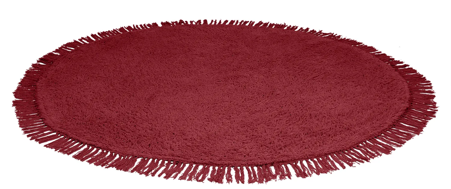 Ronde vloerkleden - Alba Natural Cotton Shaggy (bordeaux)