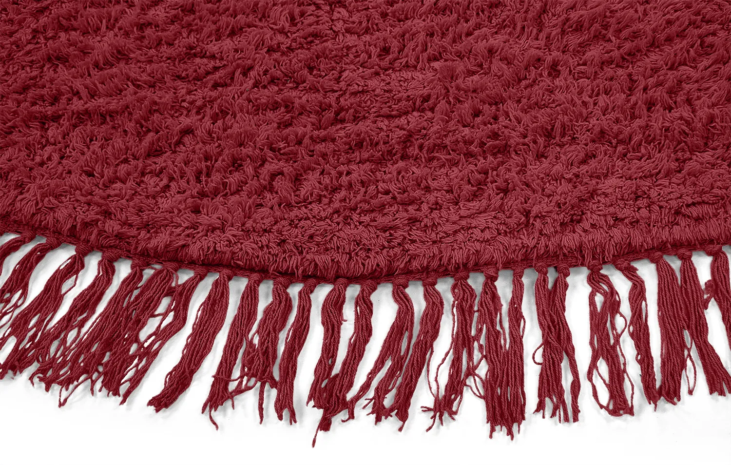 Ronde vloerkleden - Alba Natural Cotton Shaggy (bordeaux)