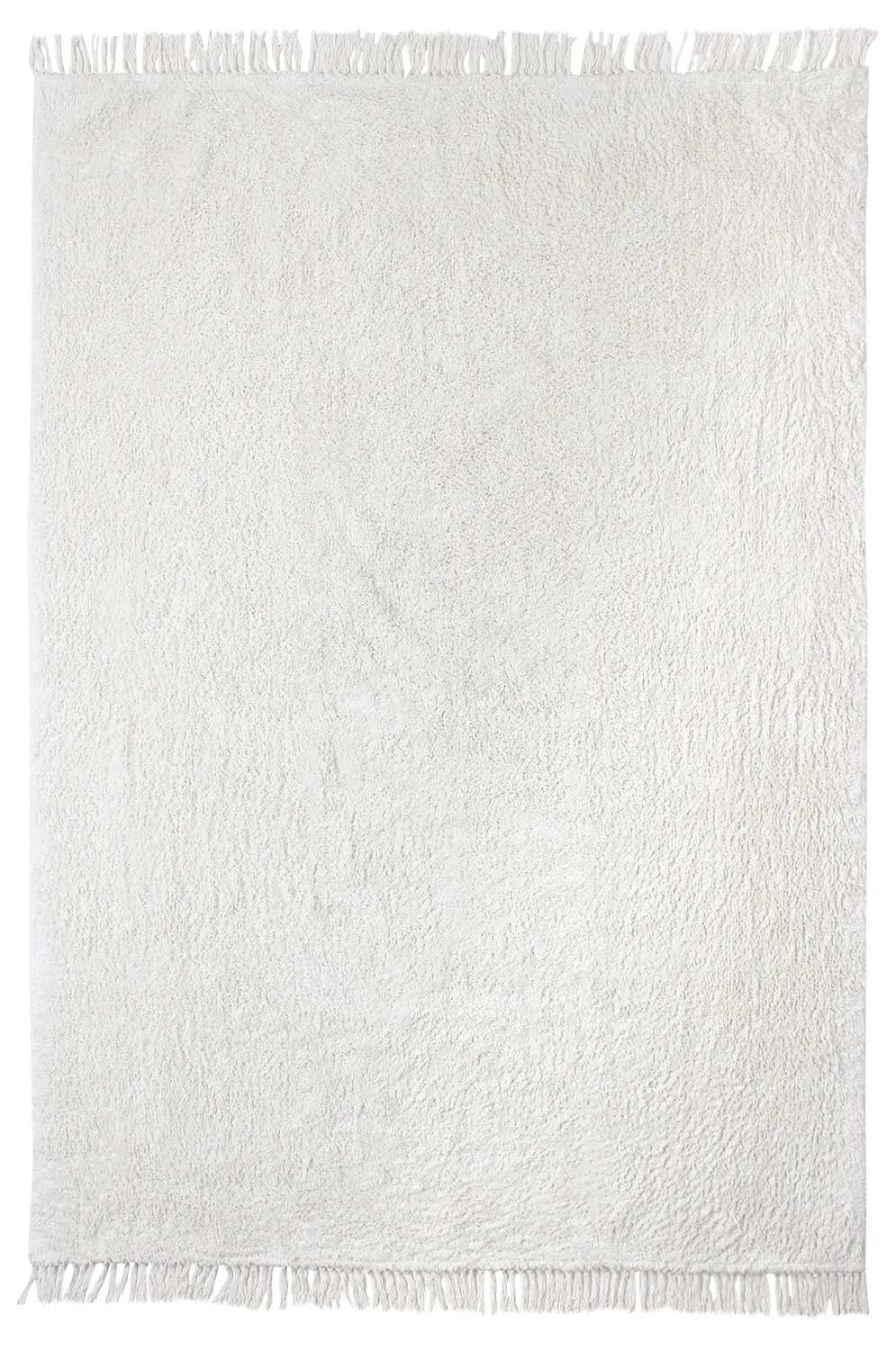 Hoogpolig vloerkleed - Alba Natural Cotton Shaggy (wit)