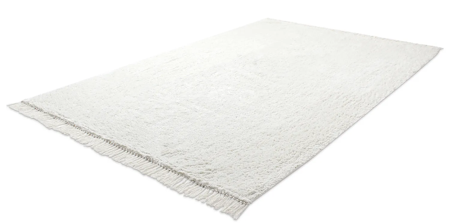 Hoogpolig vloerkleed - Alba Natural Cotton Shaggy (wit)