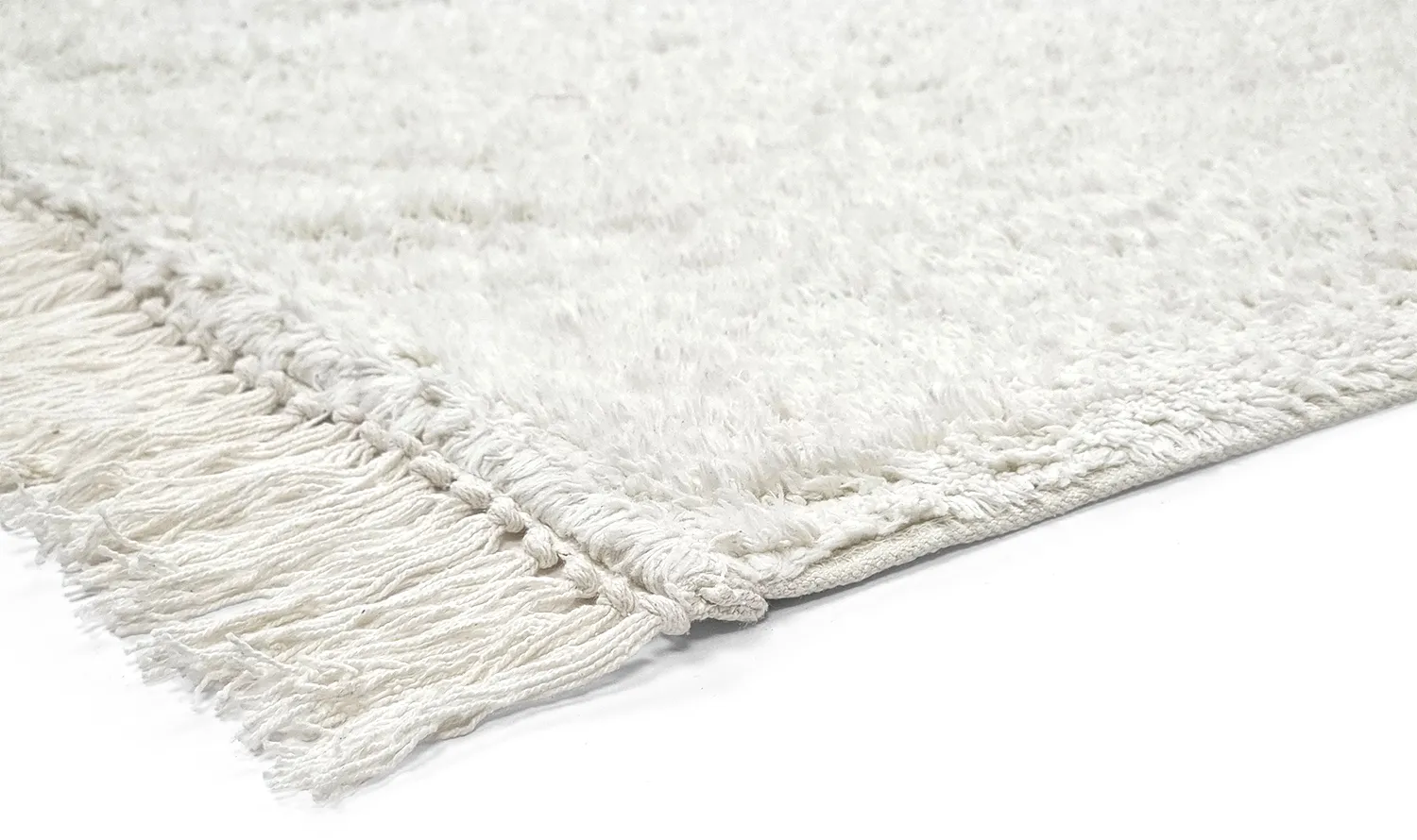 Hoogpolig vloerkleed - Alba Natural Cotton Shaggy (wit)