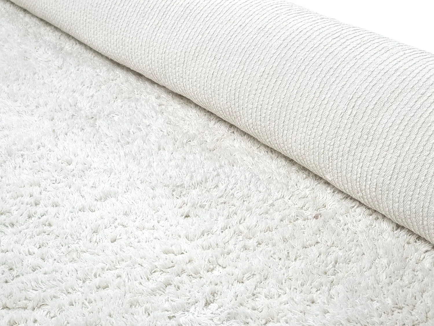 Hoogpolig vloerkleed - Alba Natural Cotton Shaggy (wit)
