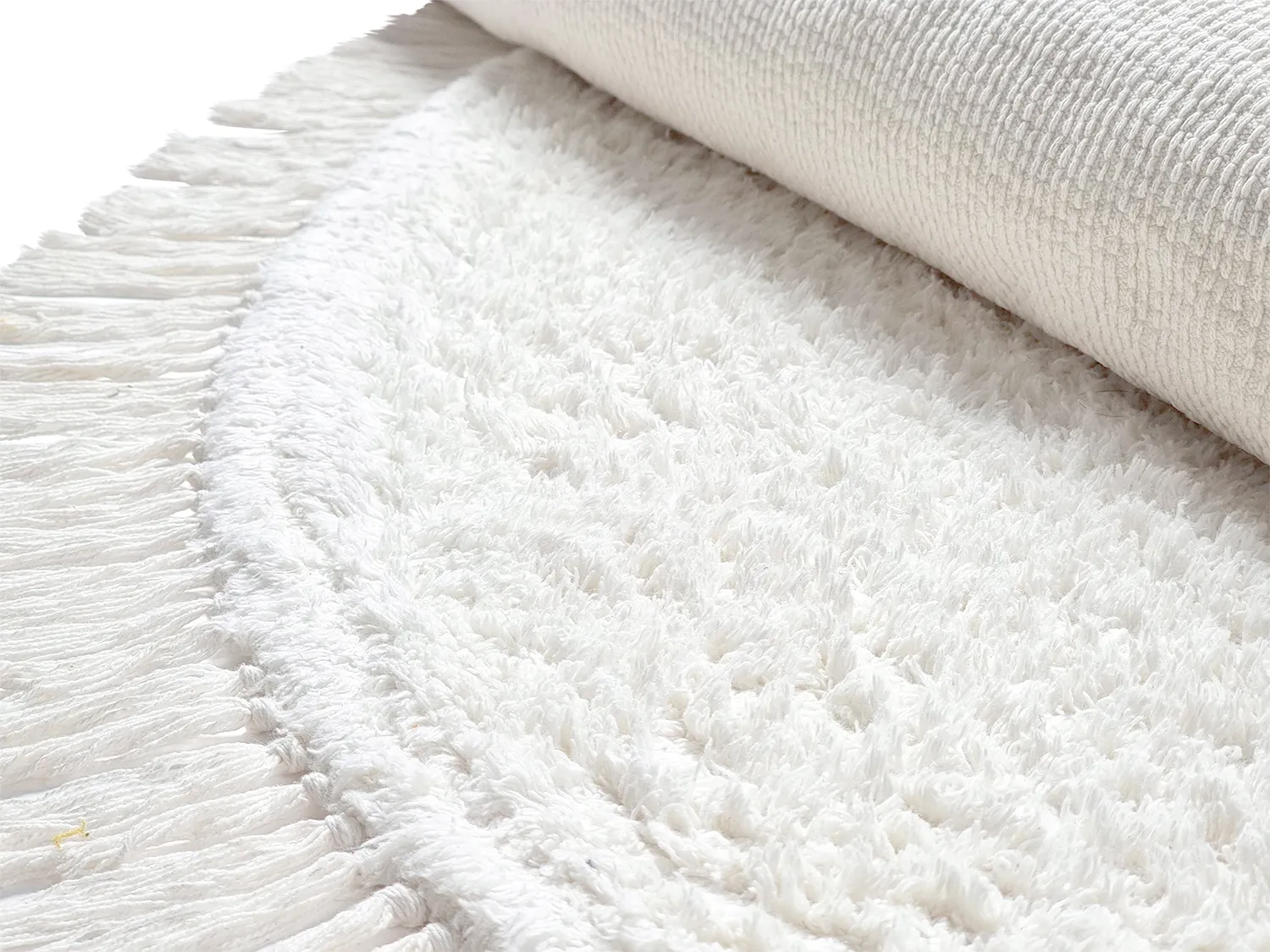 Ronde vloerkleden - Alba Natural Cotton Shaggy (wit)