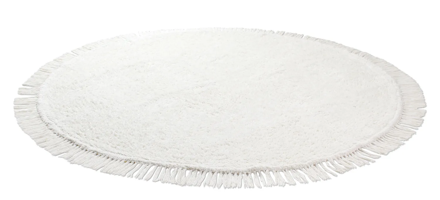 Ronde vloerkleden - Alba Natural Cotton Shaggy (wit)