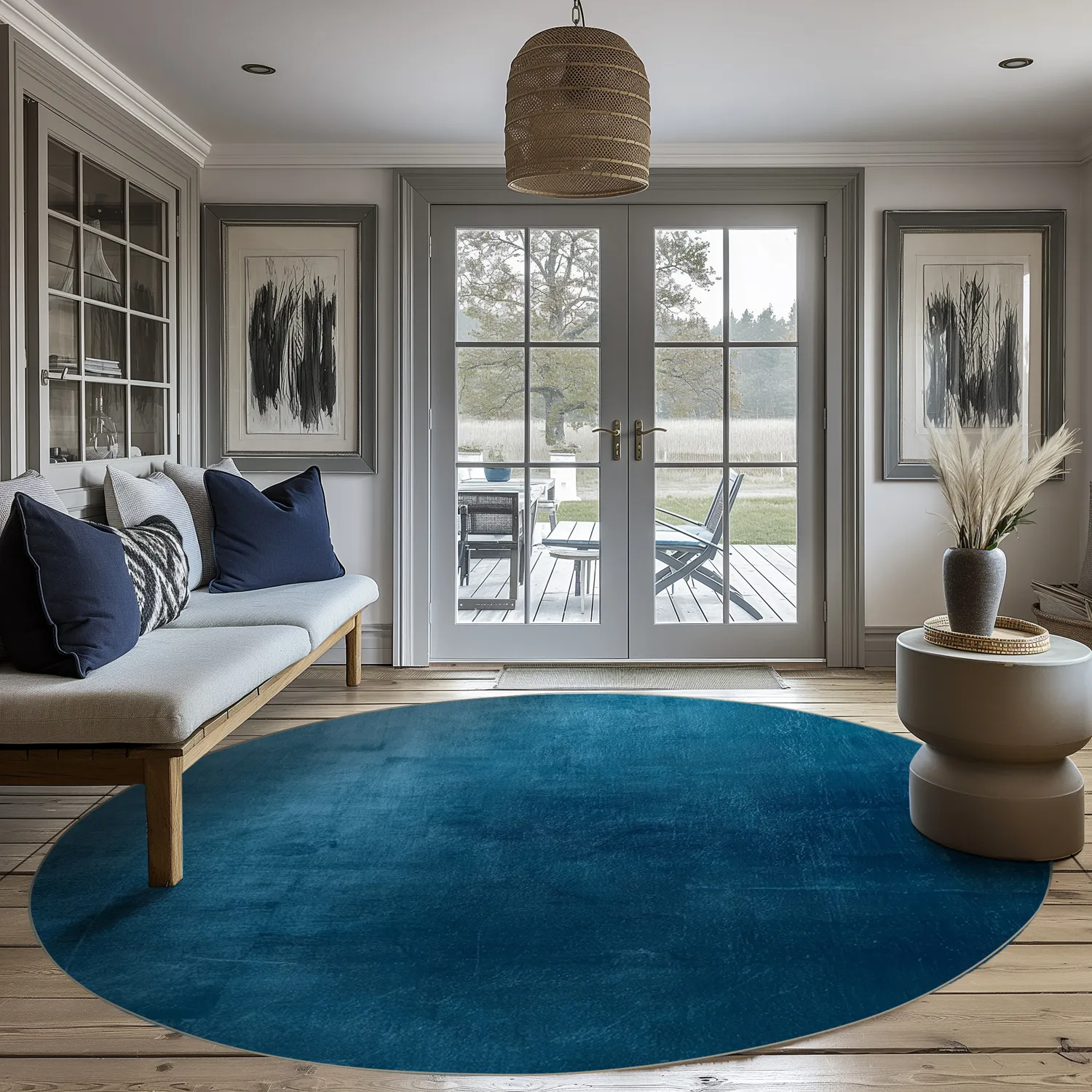 Rond vloerkleed - Artena (donkerblauw)