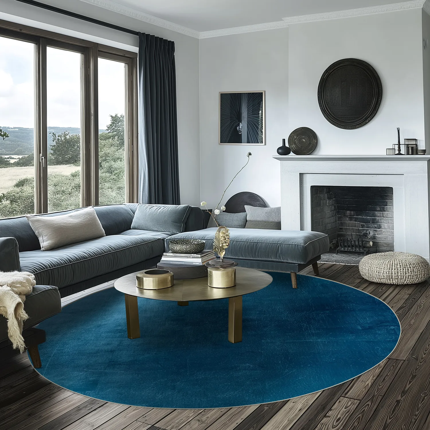 Rond vloerkleed - Artena (donkerblauw)