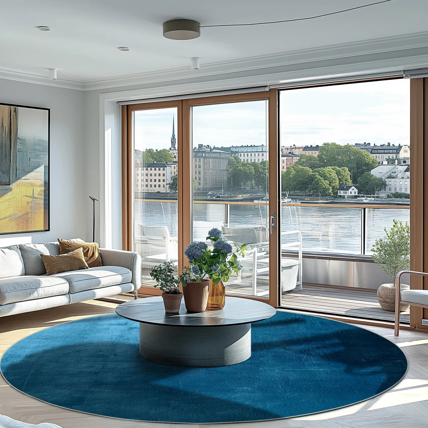 Rond vloerkleed - Artena (donkerblauw)