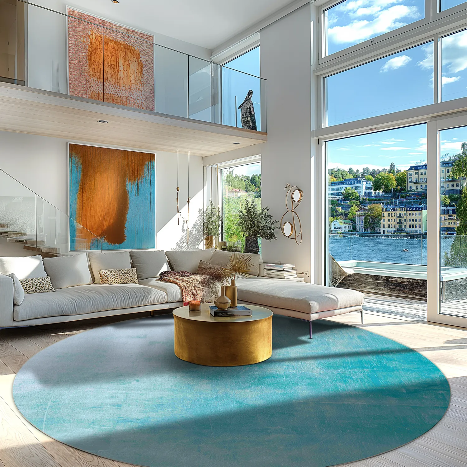 Rond vloerkleed - Artena (lichtblauw)