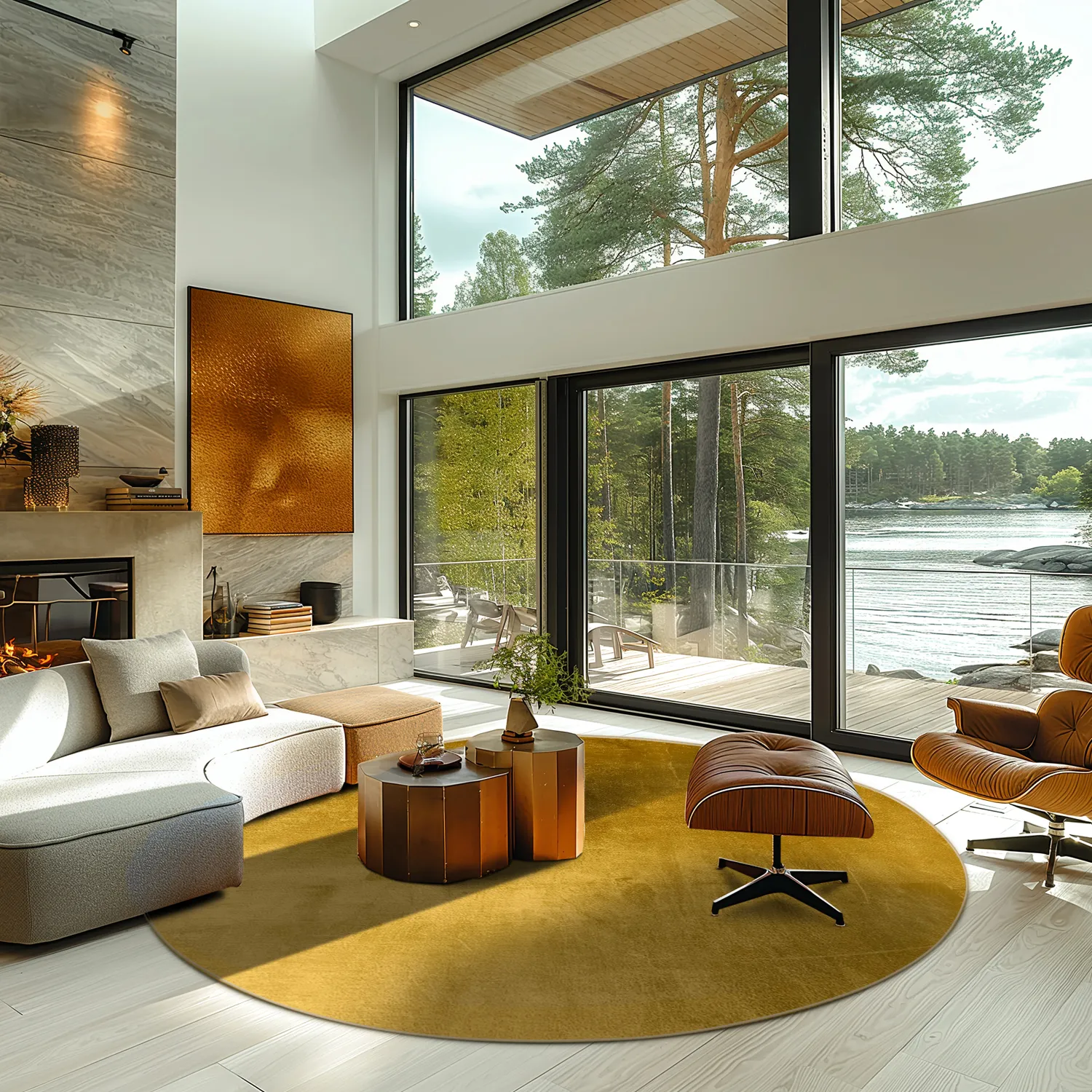 Rond vloerkleed - Artena (oker)