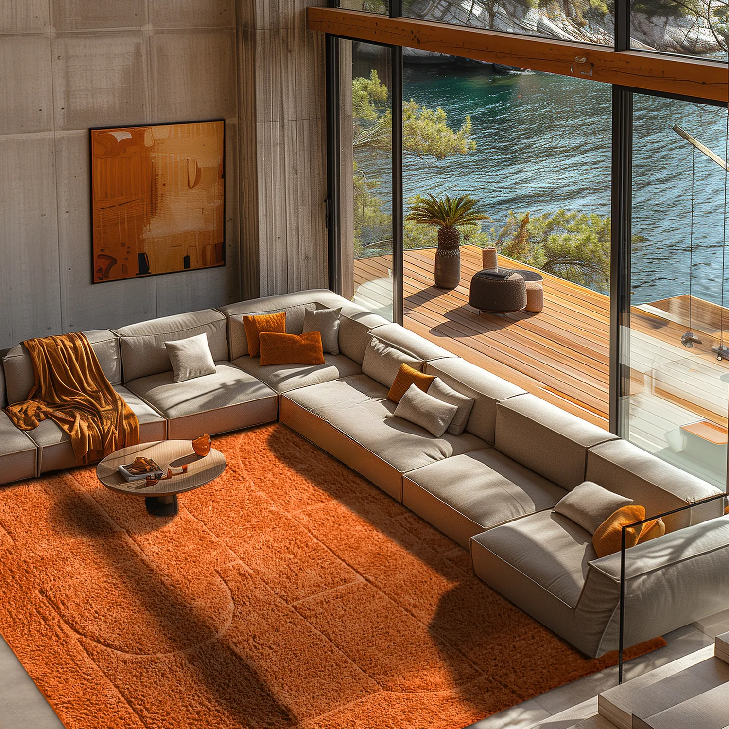 Hoogpolig vloerkleed - Cremona Natural Cotton Shaggy (oranje)