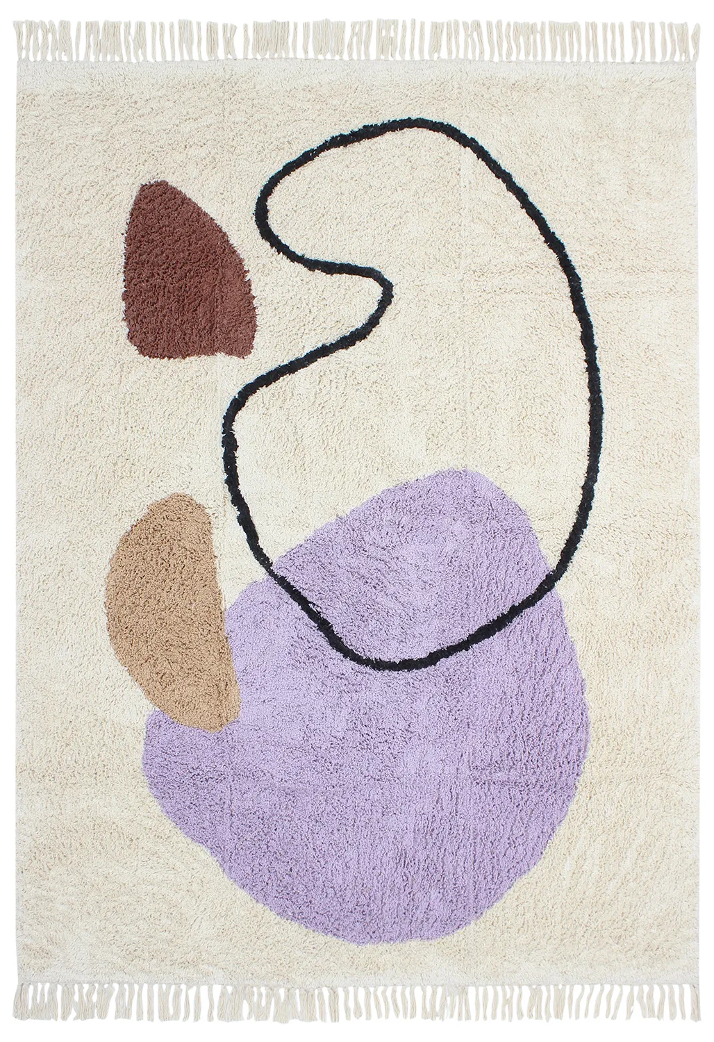 Hoogpolig vloerkleed - Londa Natural Cotton Shaggy (multi)