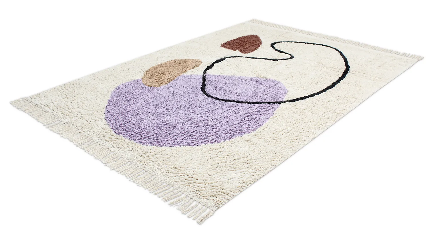 Hoogpolig vloerkleed - Londa Natural Cotton Shaggy (multi)