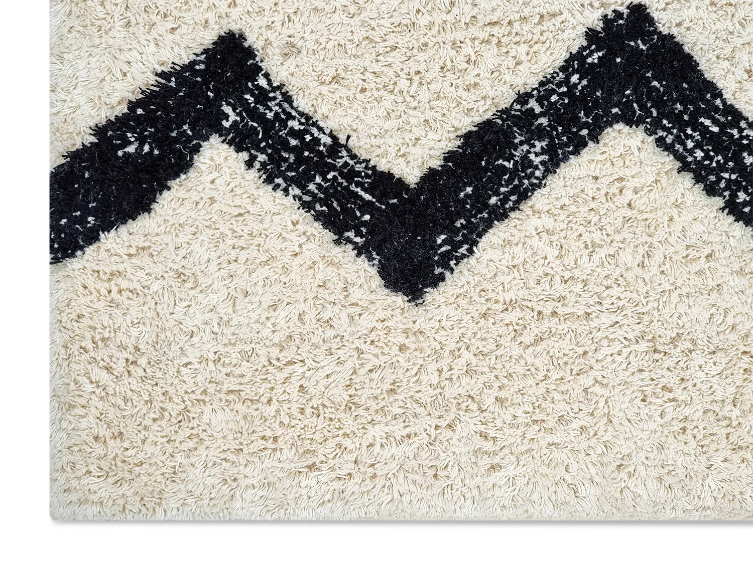 Hoogpolig vloerkleed - Chablis Natural Cotton Shaggy (offwhite/zwart)