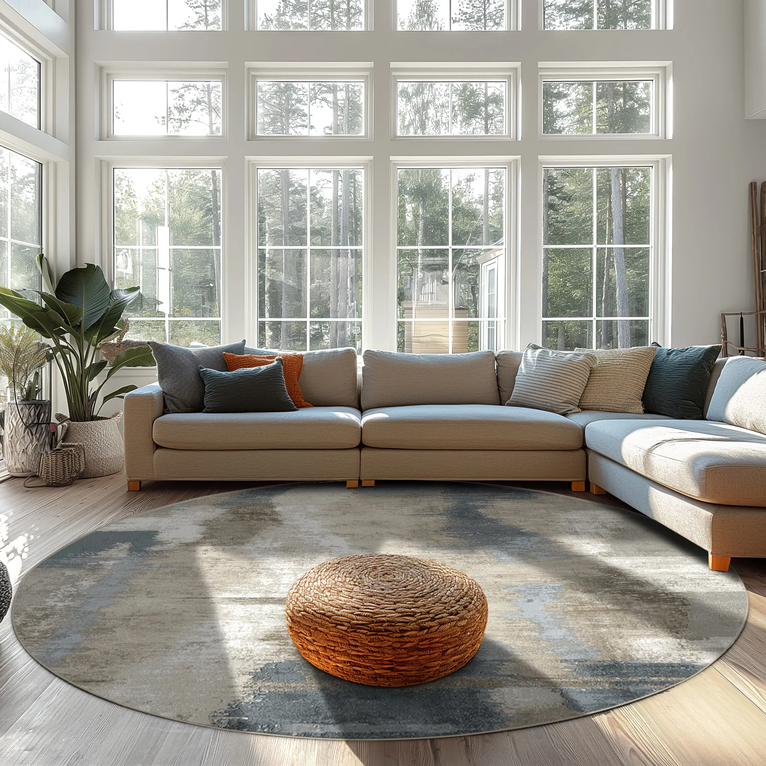 Rond vloerkleed - Arwen (blauw/multi)