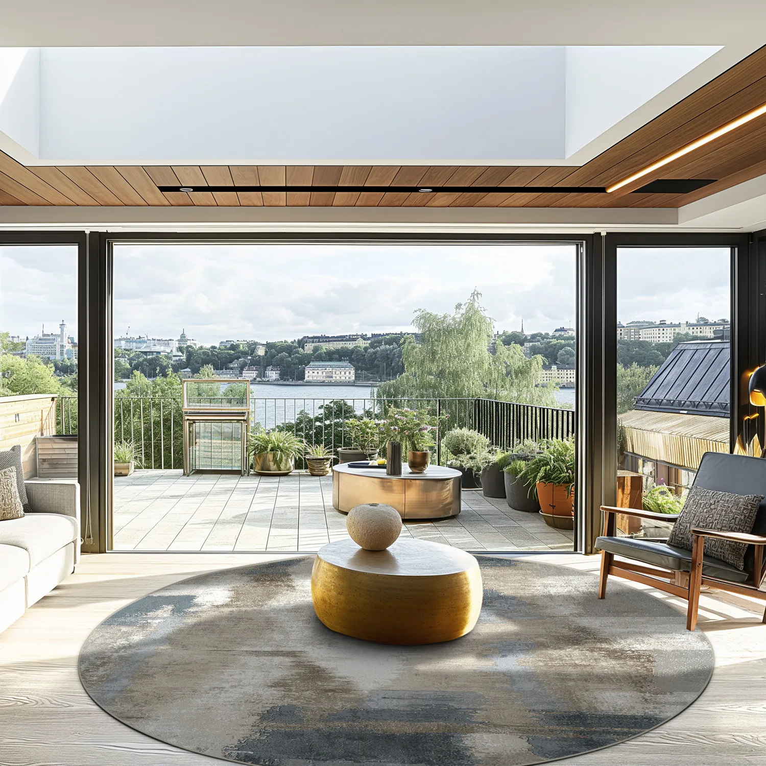 Rond vloerkleed - Arwen (blauw/multi)