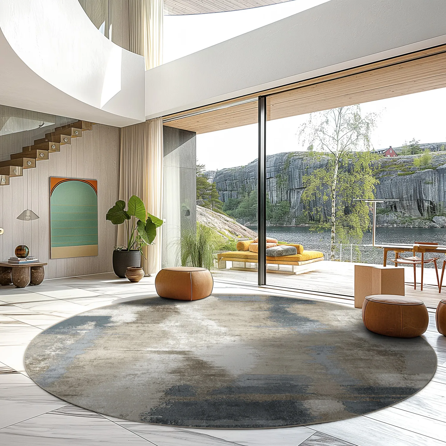 Rond vloerkleed - Arwen (blauw/multi)