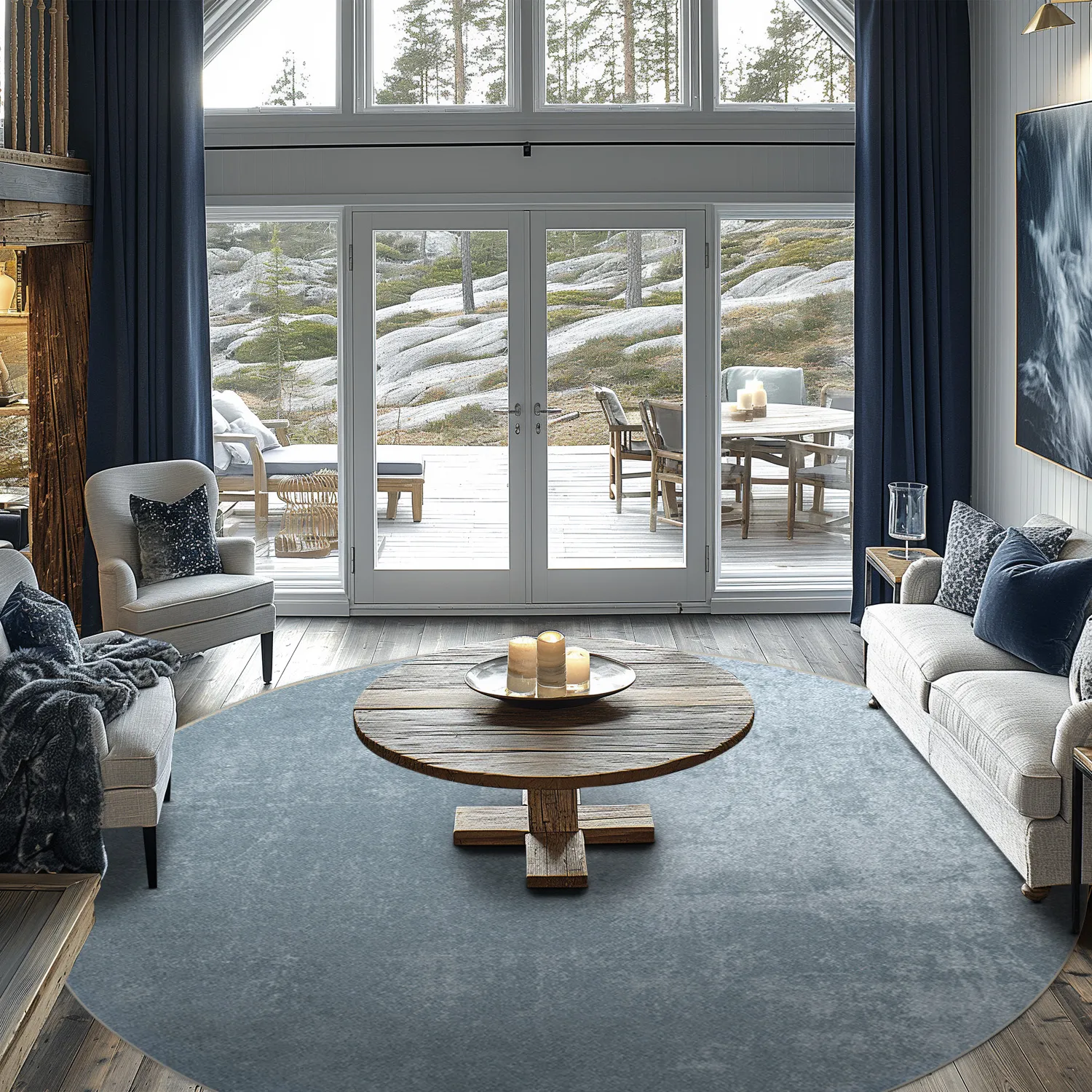 Rond vloerkleed - Lynton (blauw)
