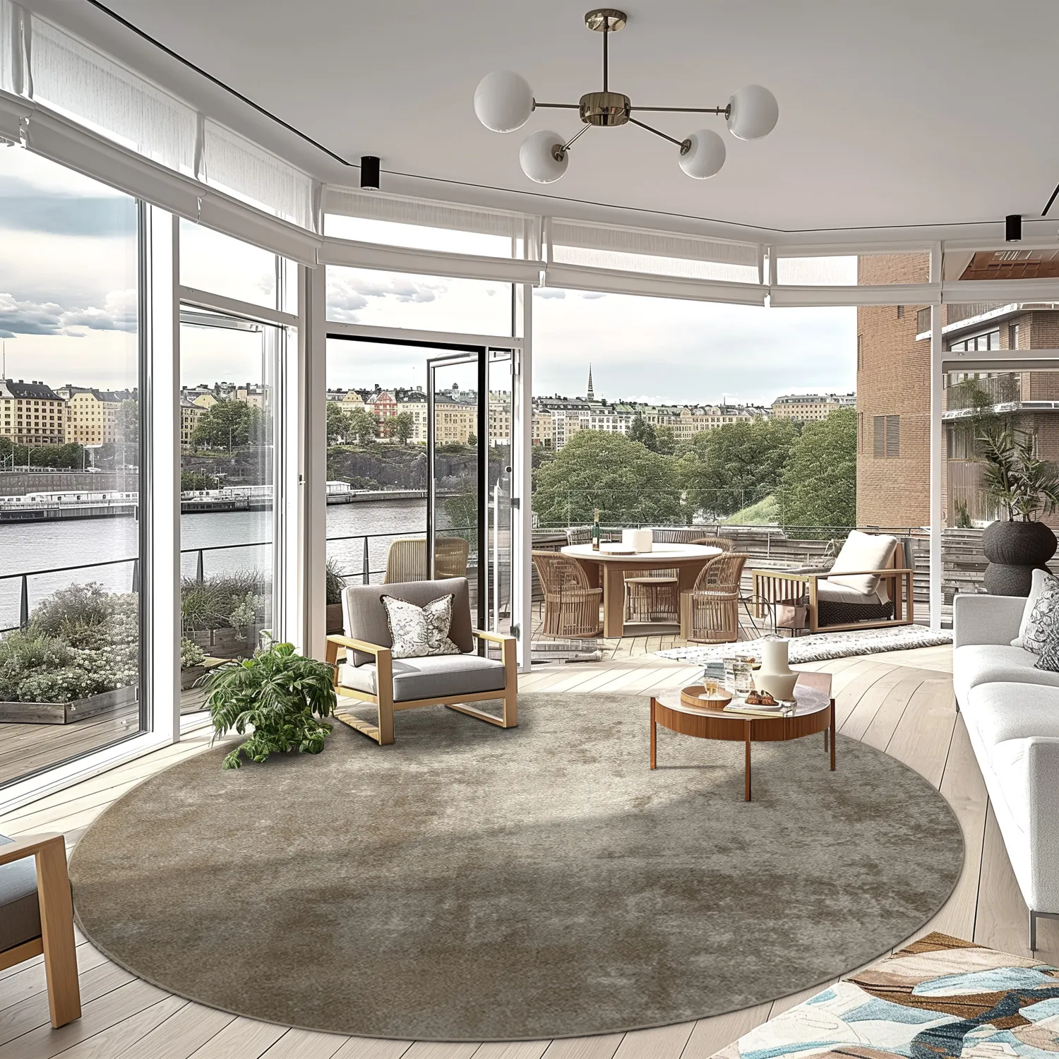 Rond vloerkleed - Lynton (bruin)