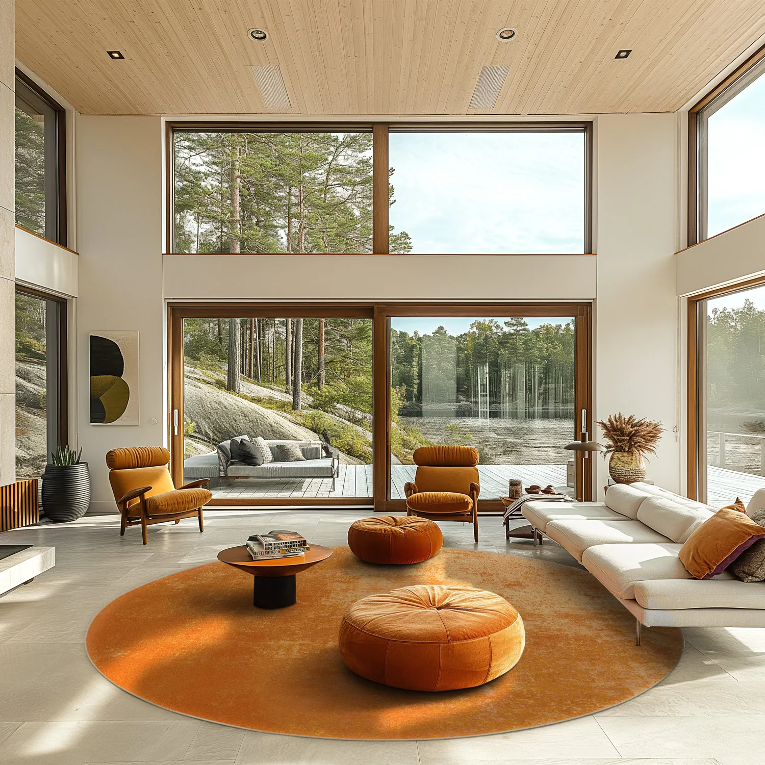 Rond vloerkleed - Lynton (oranje)