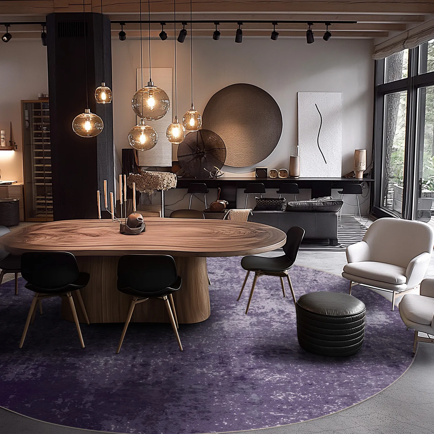 Rond vloerkleed - Lynton (paars)