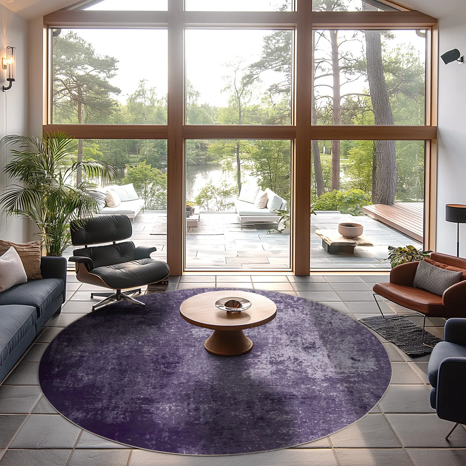 Rond vloerkleed - Lynton (paars)