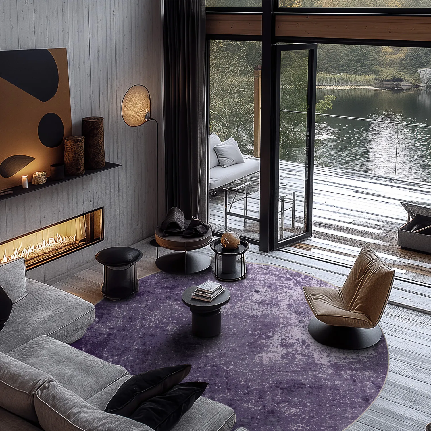 Rond vloerkleed - Lynton (paars)