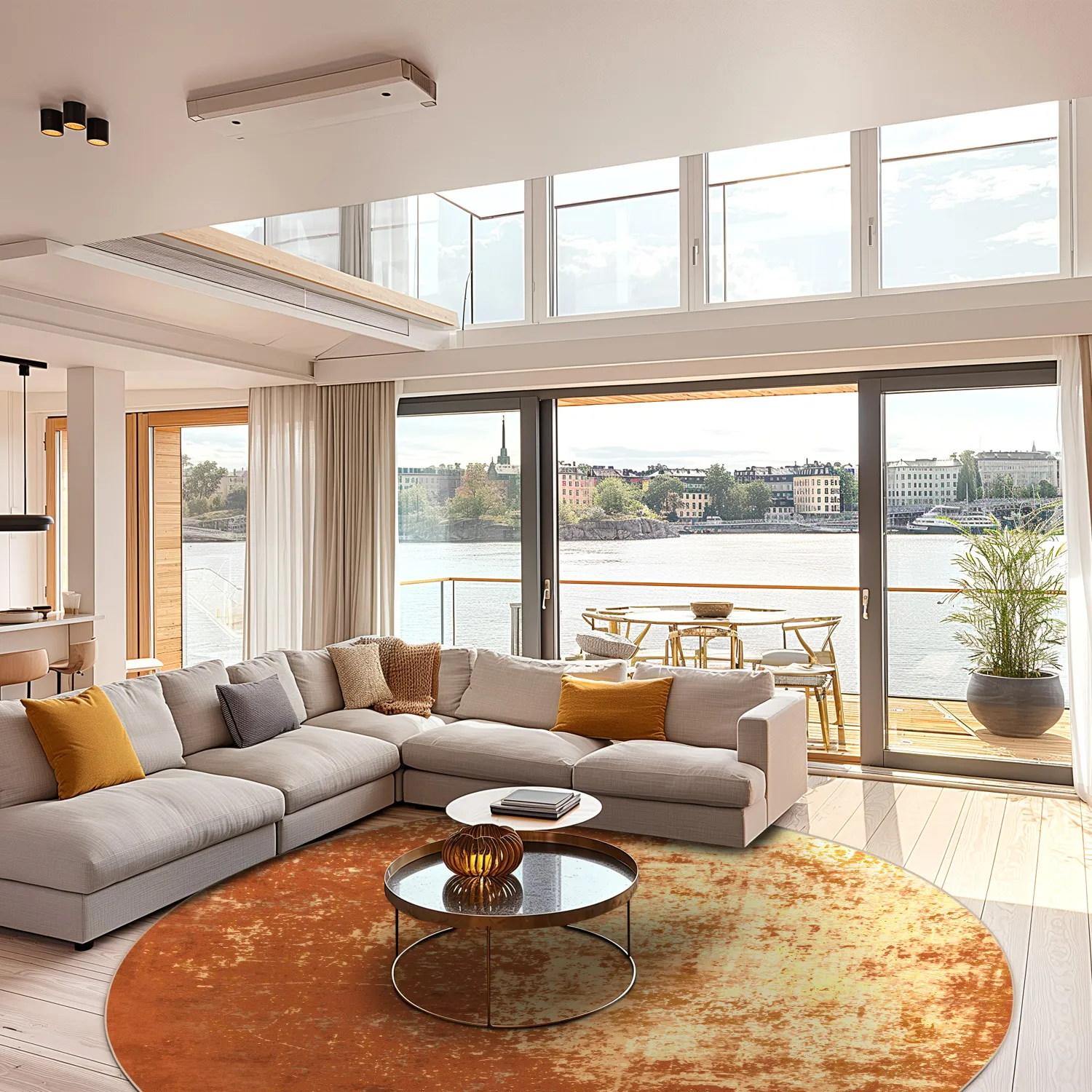 Rond vloerkleed - Lynton (terracotta)