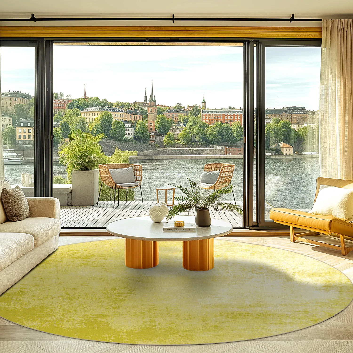 Rond vloerkleed - Lynton (geel)