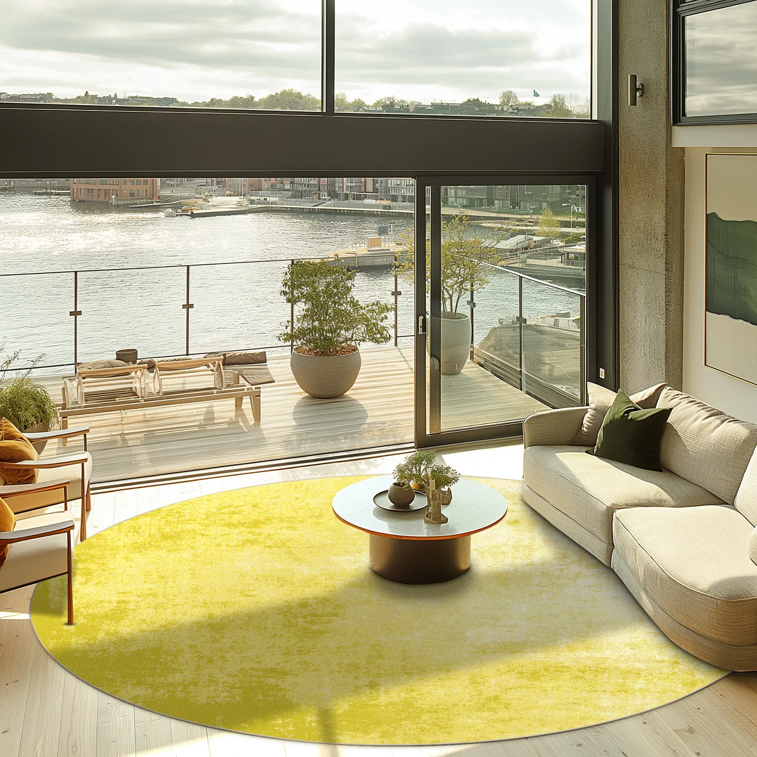 Rond vloerkleed - Lynton (geel)