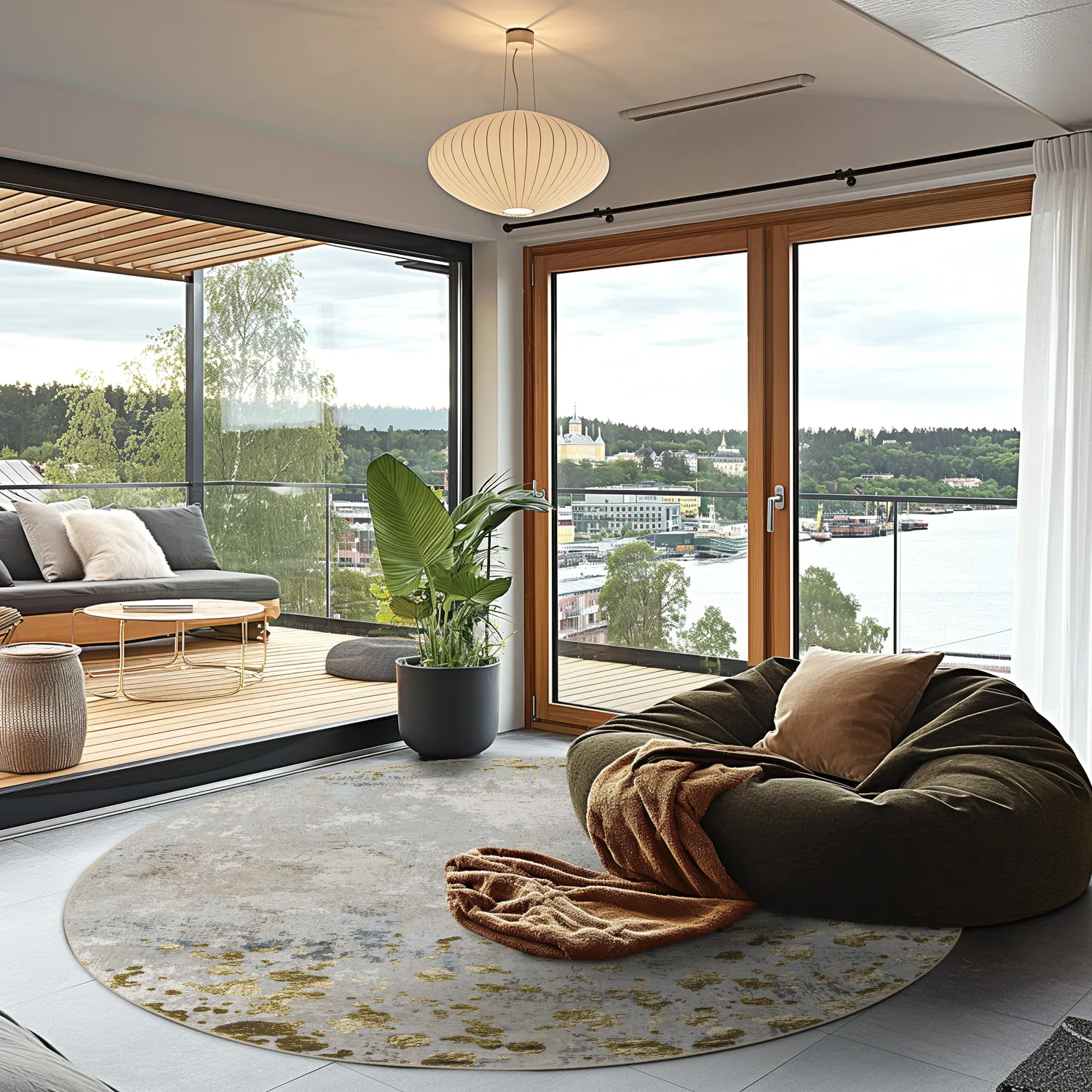 Rond vloerkleed - Maude (grijs/goud)