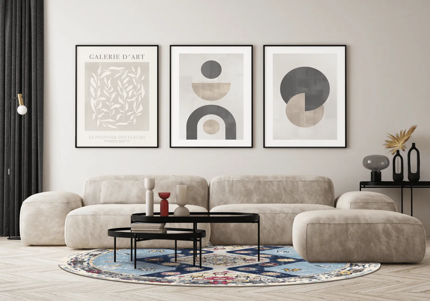 Rond vloerkleed - Mazzarino (blauw/multi)