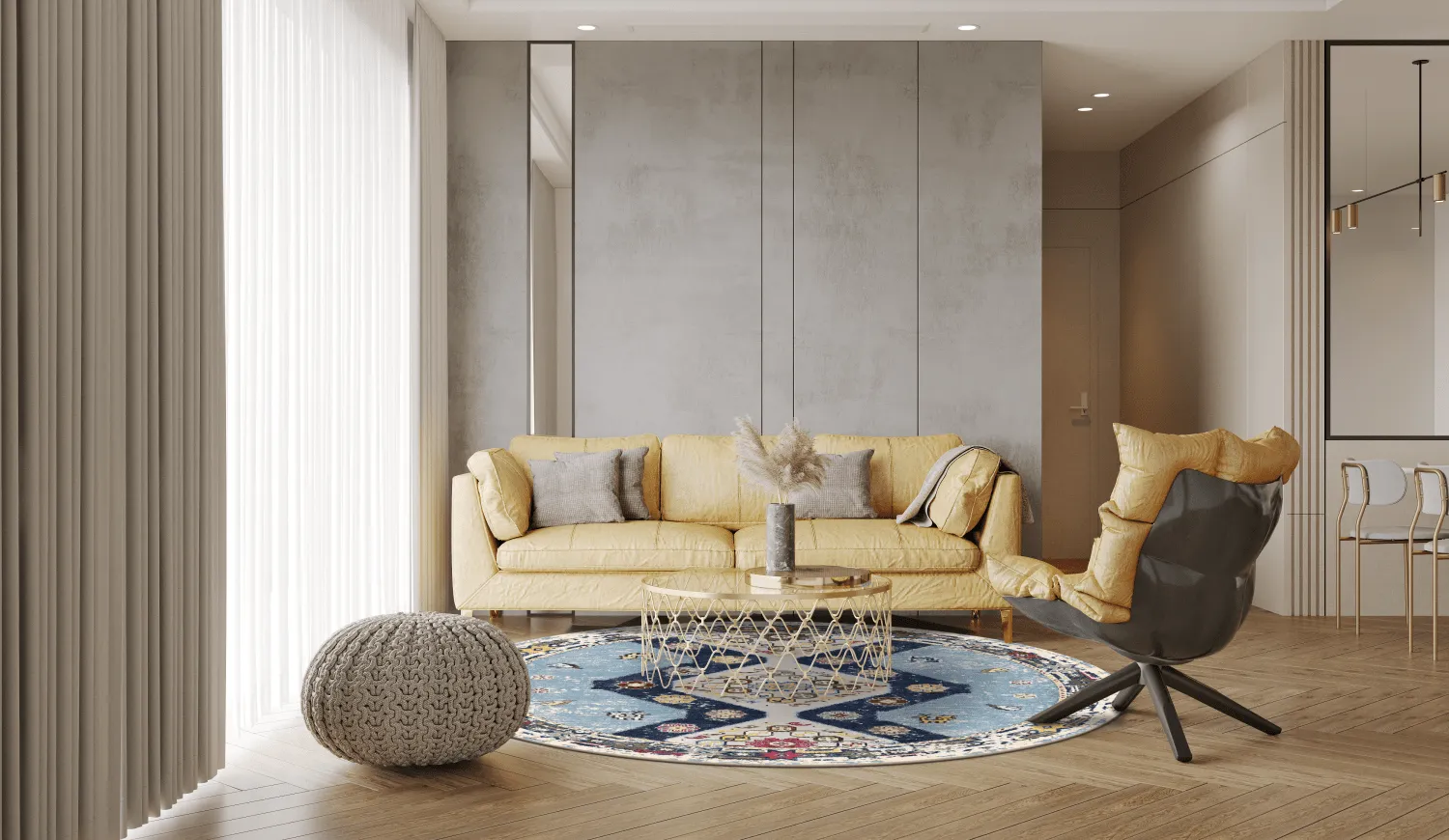 Rond vloerkleed - Mazzarino (blauw/multi)