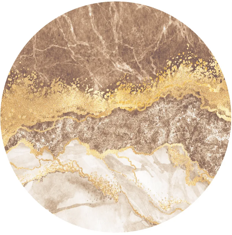 Rond vloerkleed - Padova (bruin/wit/goud)