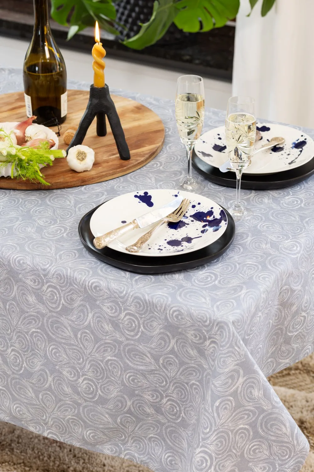 Katoenen tafelkleed - Merja (blauw)