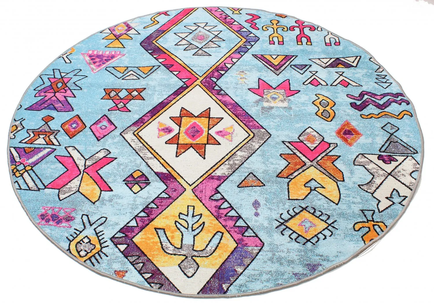 Rond vloerkleed - Misare (blauw/multi)