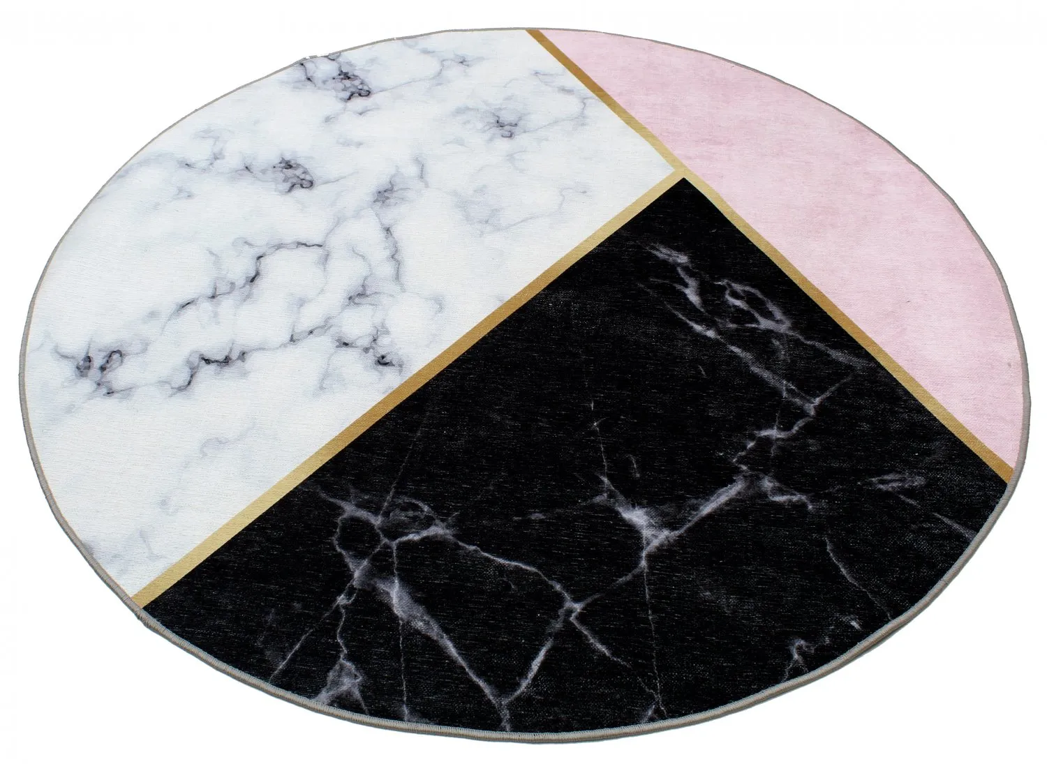 Rond vloerkleed - Savino (zwart/wit/roze)