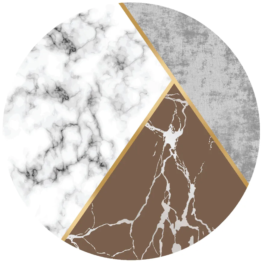 Rond vloerkleed - Savino (grijs/wit/bruin)