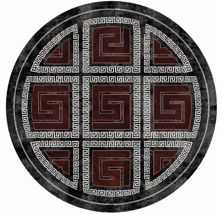 Rond vloerkleed - Milos (zwart/rood)