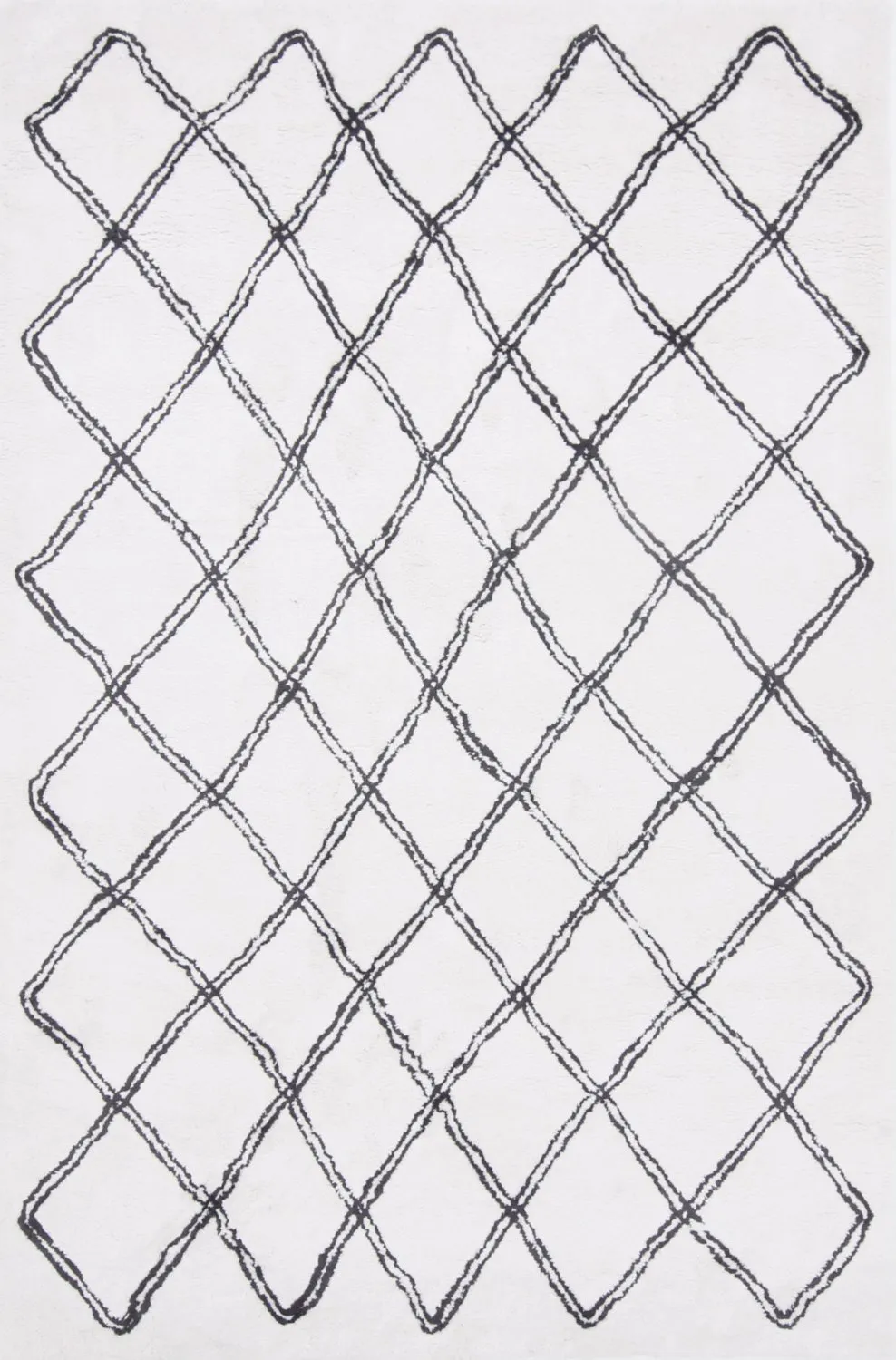 Hoogpolig vloerkleed - Morocco (zwart/wit)