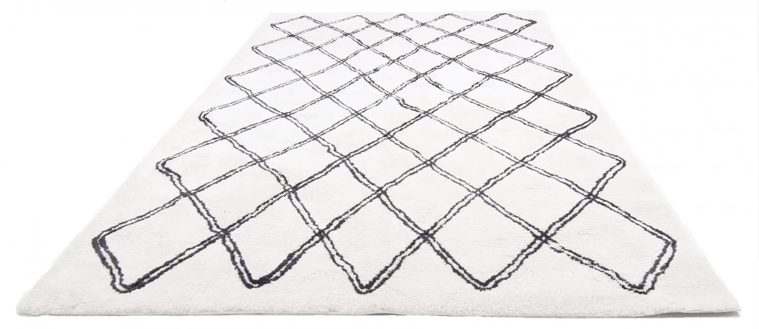 Hoogpolig vloerkleed - Morocco (zwart/wit)