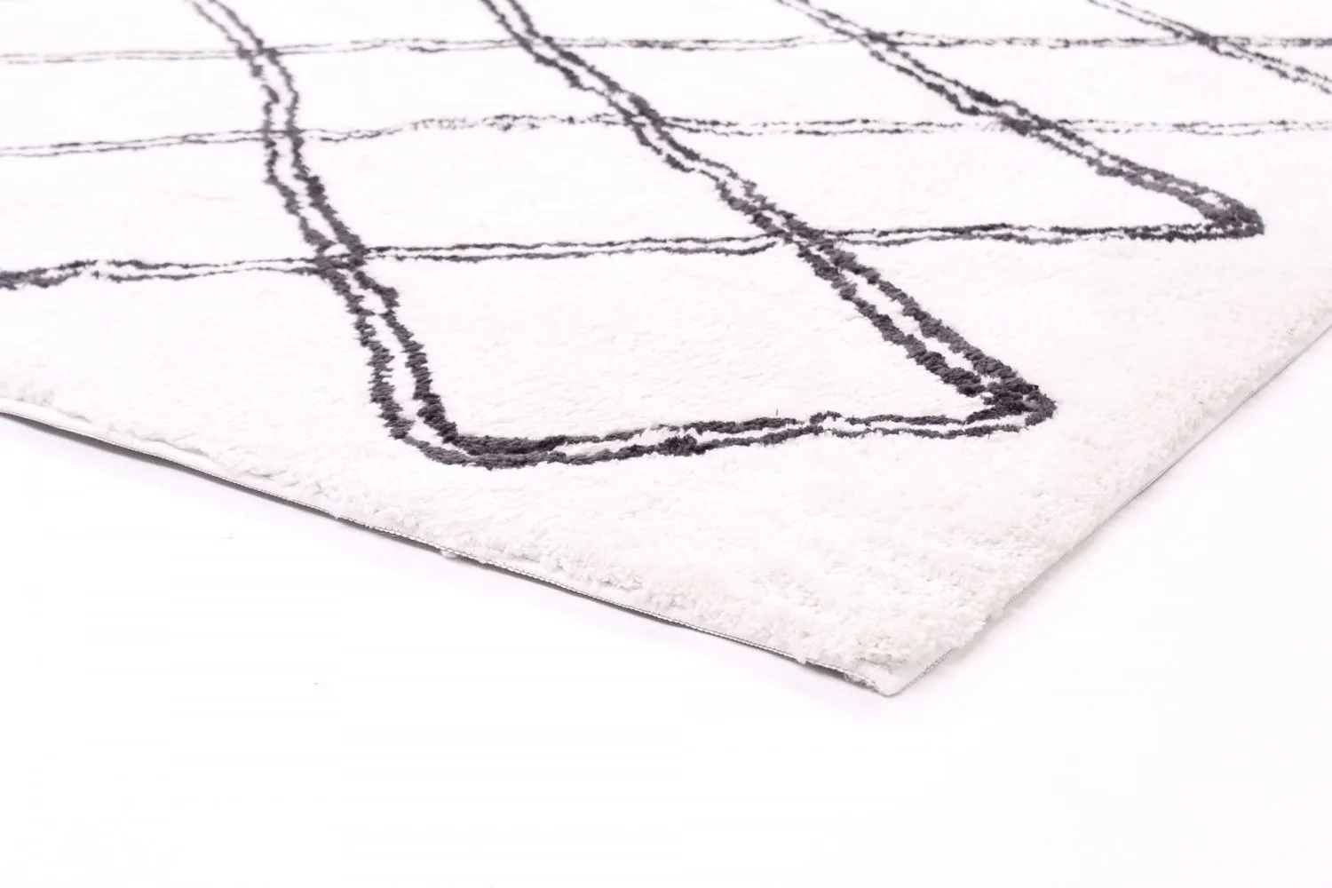 Hoogpolig vloerkleed - Morocco (zwart/wit)