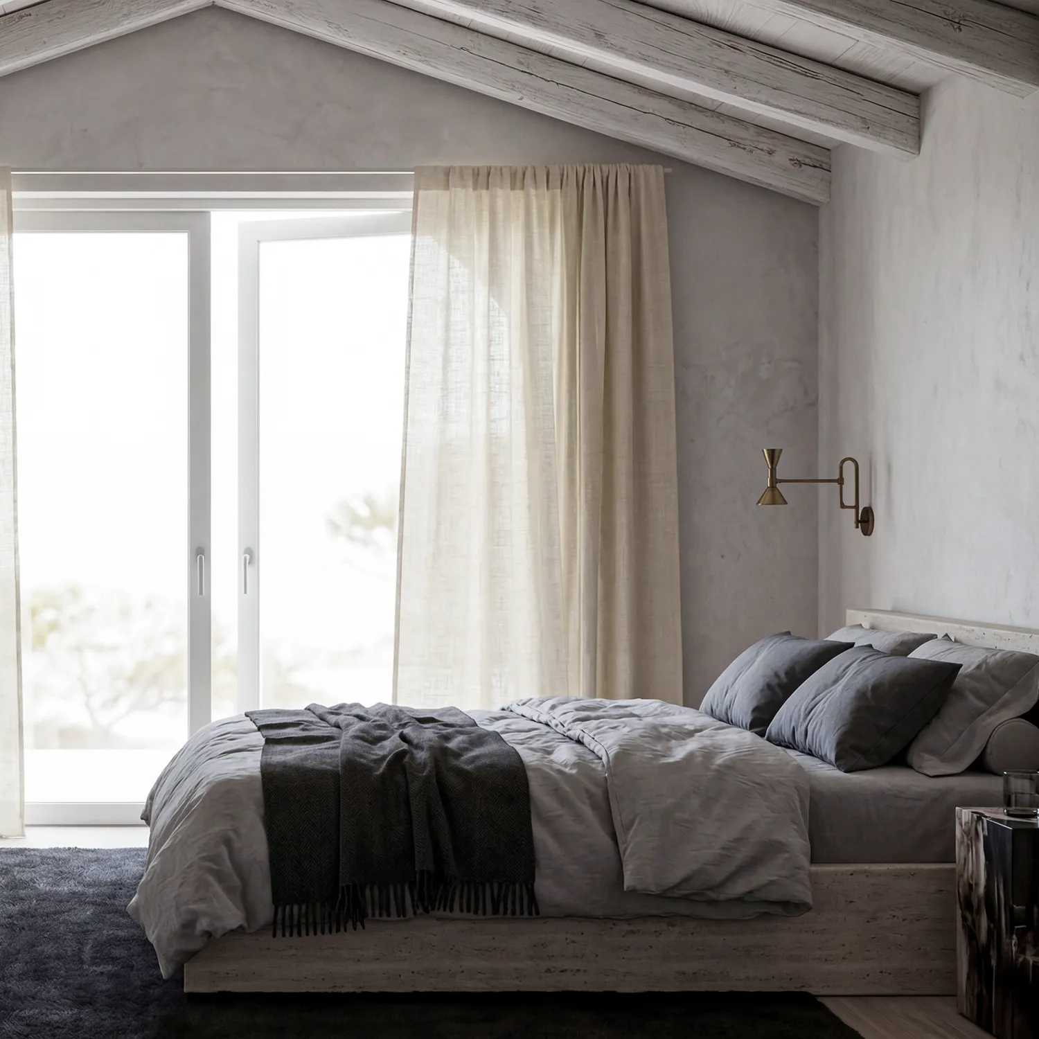 Gordijnen 2-pack - Linnen gordijn Noemi (room)