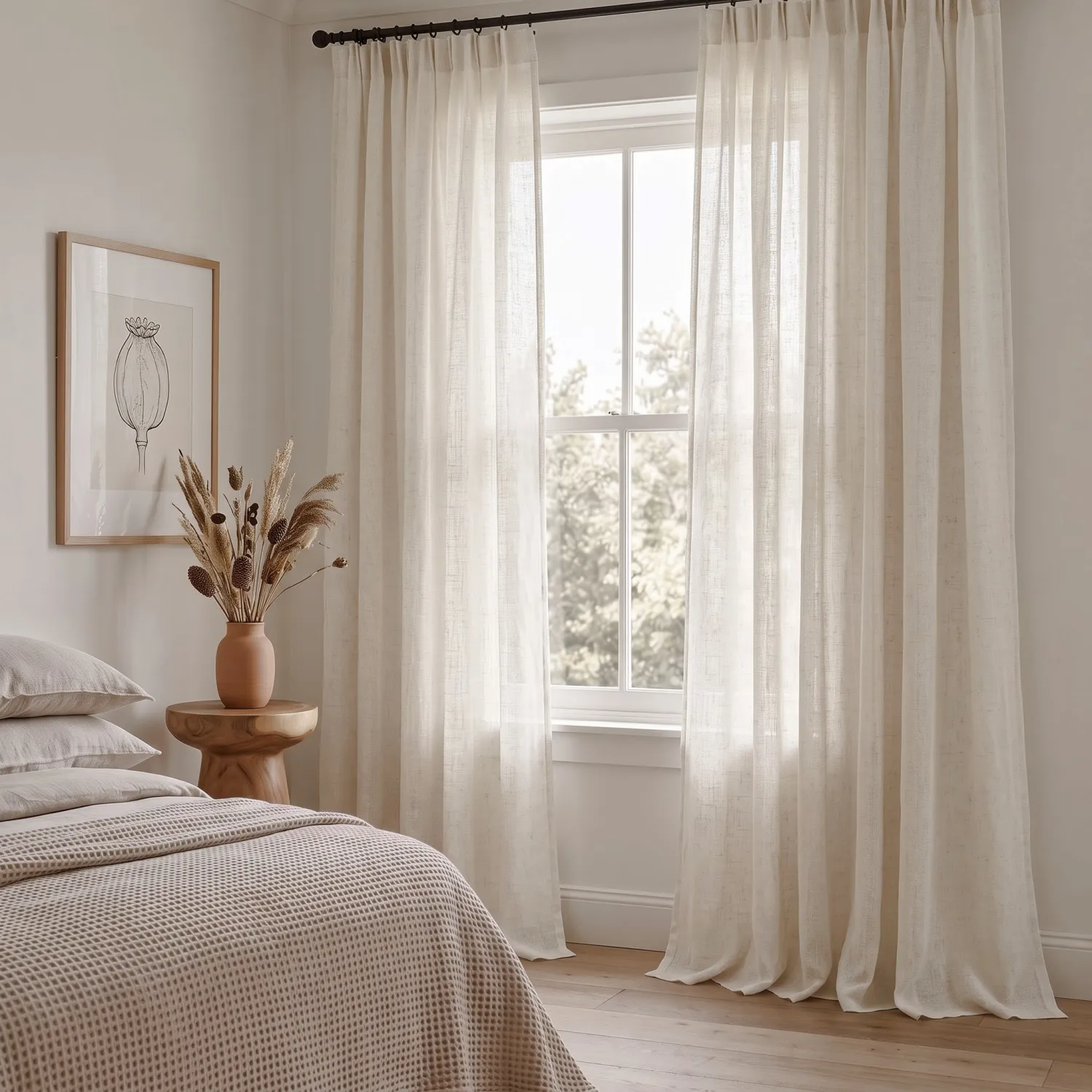 Gordijnen 2-pack - Linnen gordijn Noemi (room)
