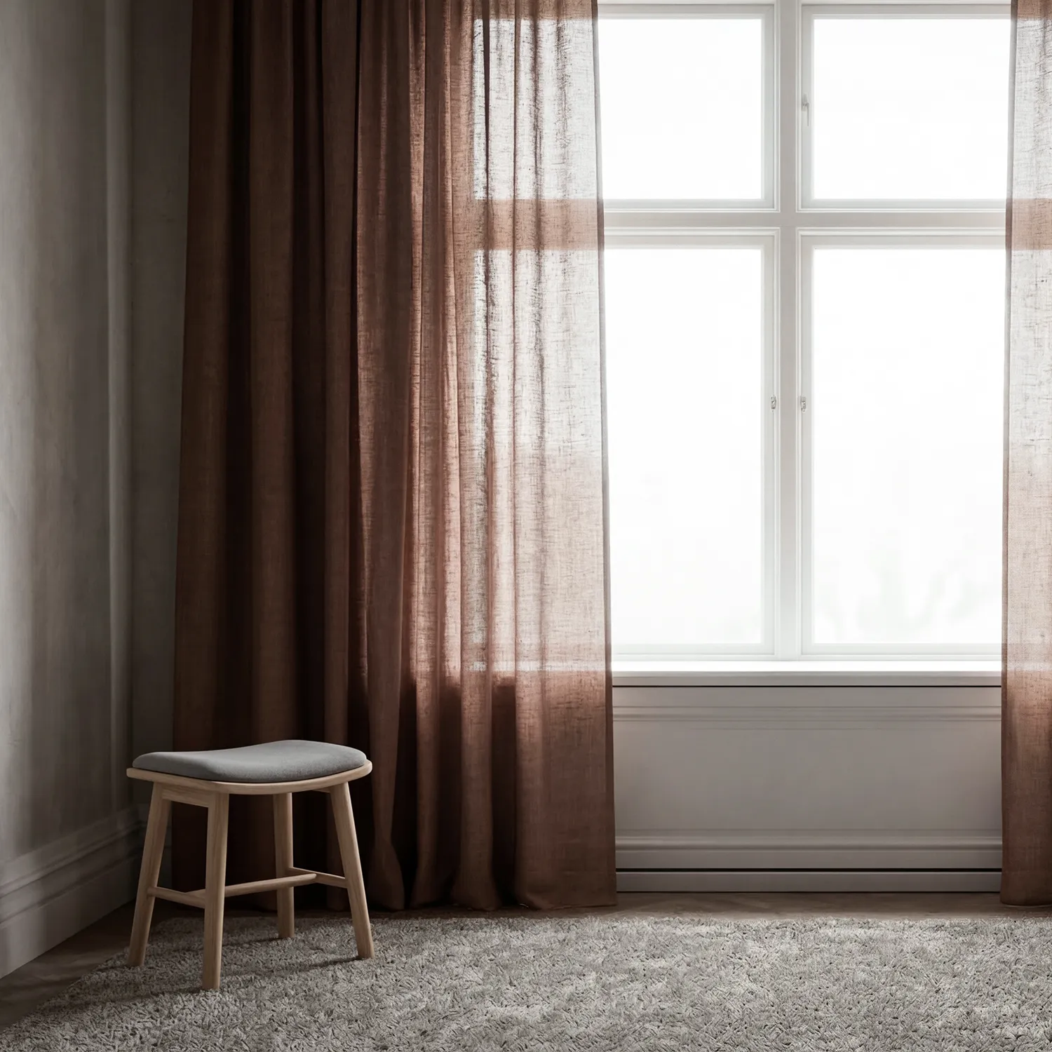 Gordijnen 2-pack - Linnen gordijn Noemi (donkerbruin)