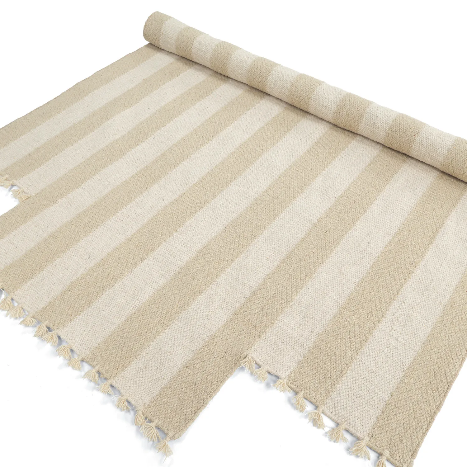 Onregelmatig wollen tapijt - Kystaro (crème/beige)